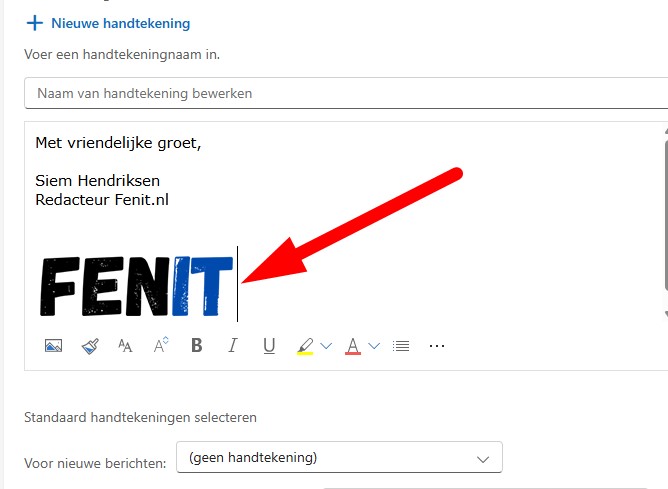 handtekening met logo in outlook